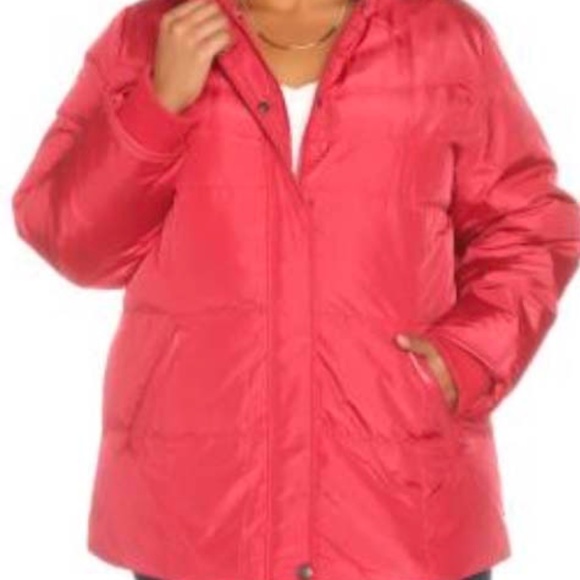 JACKET, PACKABLE DOWN, CHERRY RED, SZ 5X, HOOD, POCKETS, STORM CUFFS, PENNINGTON - Picture 1 of 7